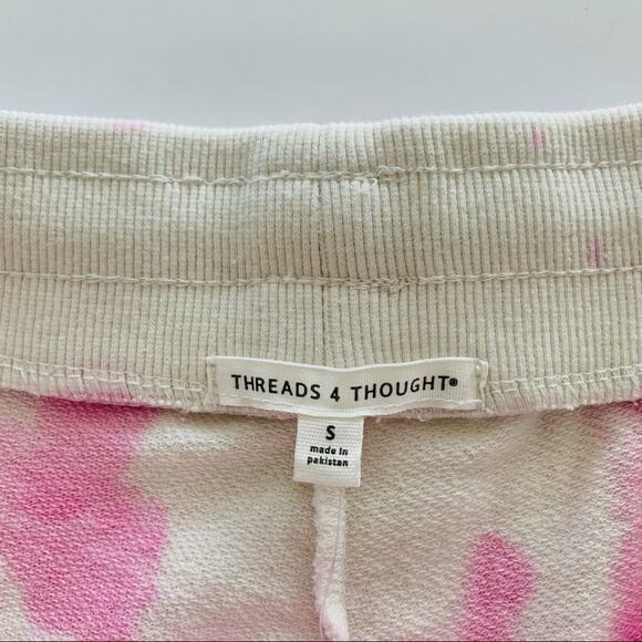 Threads 4 Thought Ivory and Pink Watercolor Tie Dye Pull On Shorts Small - Picture 3 of 10